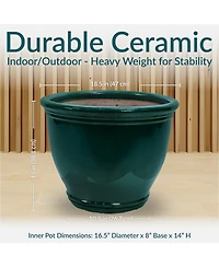 Studio Outdoor/Indoor Uv- and Frost-Resistant Ceramic Flower Pot Planter with Drainage Holes