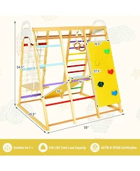 8-in-1 Wooden Jungle Gym Playset with Slide and Monkey Bars