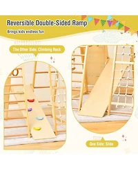 8-in-1 Wooden Jungle Gym Playset with Slide and Monkey Bars