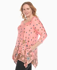 White Mark Plus Printed Flowy Hem Swing Top