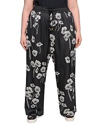 Karl Lagerfeld Paris Plus Flower-Print Wide-Leg Pants