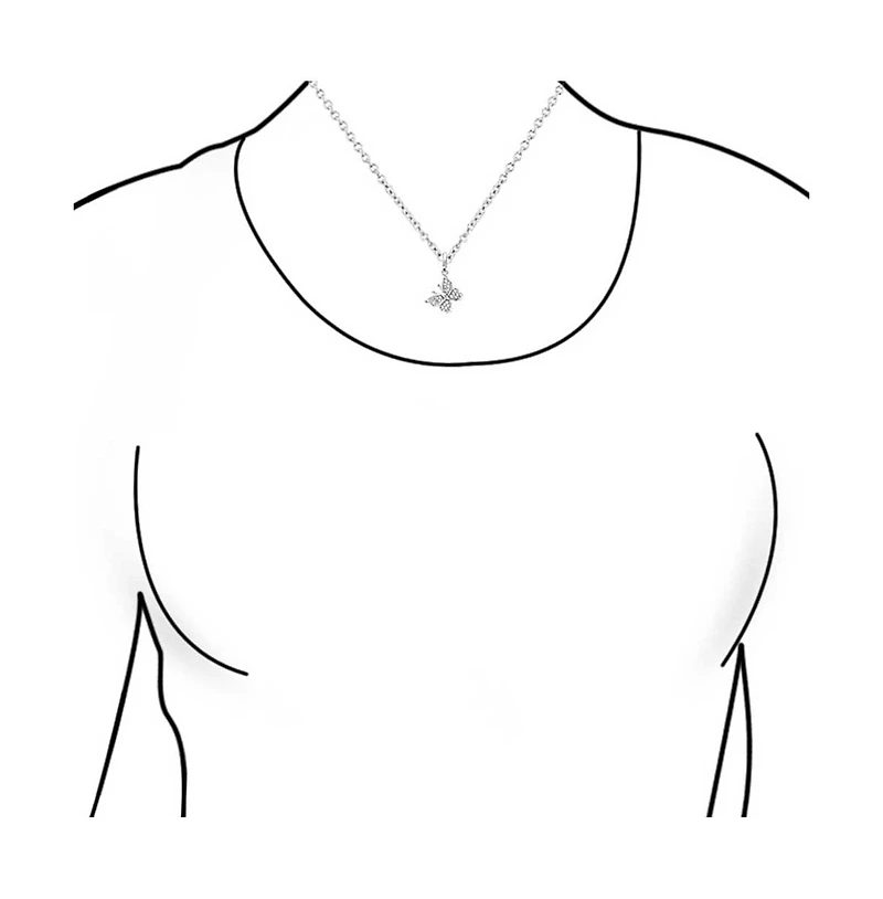 Bling Jewelry Mini Petite Tiny Clear Cubic Zirconia Micro Pave Cz Garden Insect Butterfly Pendant Necklace .925 Sterling Silver