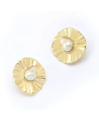 Robert Lee Morris Soho Faux Cultivated Pearl Textured Coin Button Clip-On Earrings