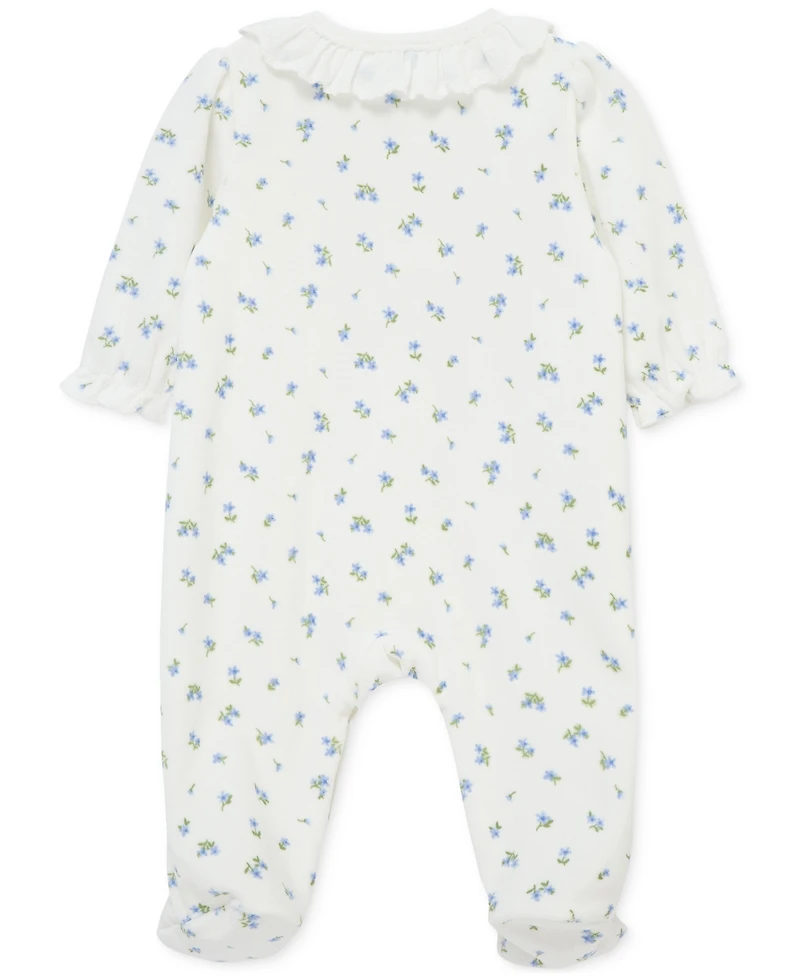 Little Me Baby Girls Tiny Floral Velour Footed Coverall