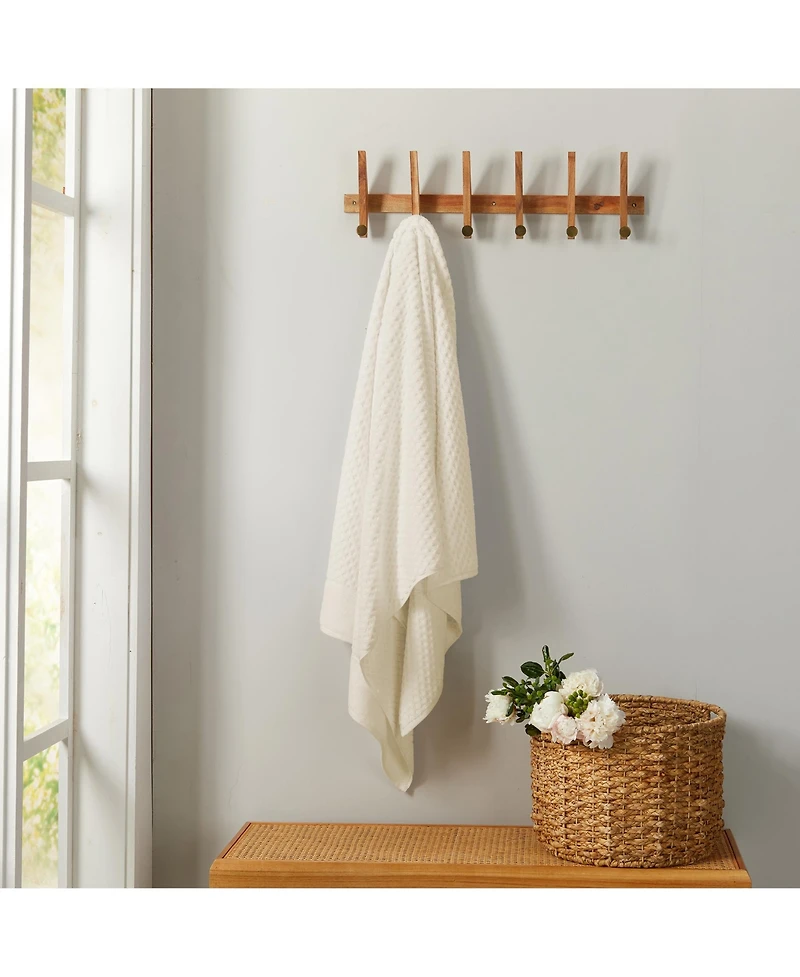 Linery & Co. Quick-Drying Cotton Diamond Waffle Textured 4-Piece Bath Towel Set