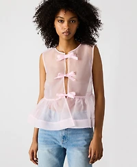 Steve Madden Women's Paulina Tie-Front Sheer Top