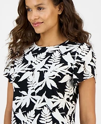 Ak Anne Klein Petite Printed Tulip-Sleeve Top