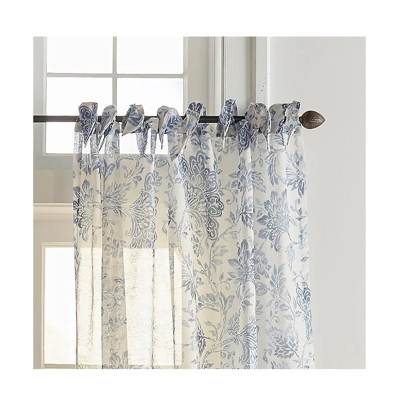 Elrene Home Fashions Westport Floral Tie-Top Sheer Window Curtain