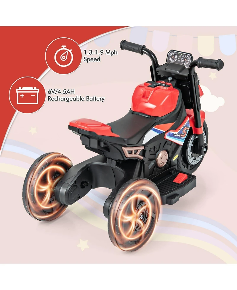 Kids Ride-on Motorcycle 6V Battery Powered Motorbike with Detachable Training Wheels