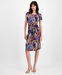 Connected Women's Printed Tie-Front Sheath Dress