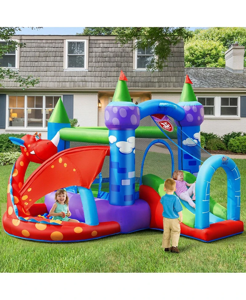 Kids Inflatable Bounce House Dragon Jumping Slide Bouncer Castle