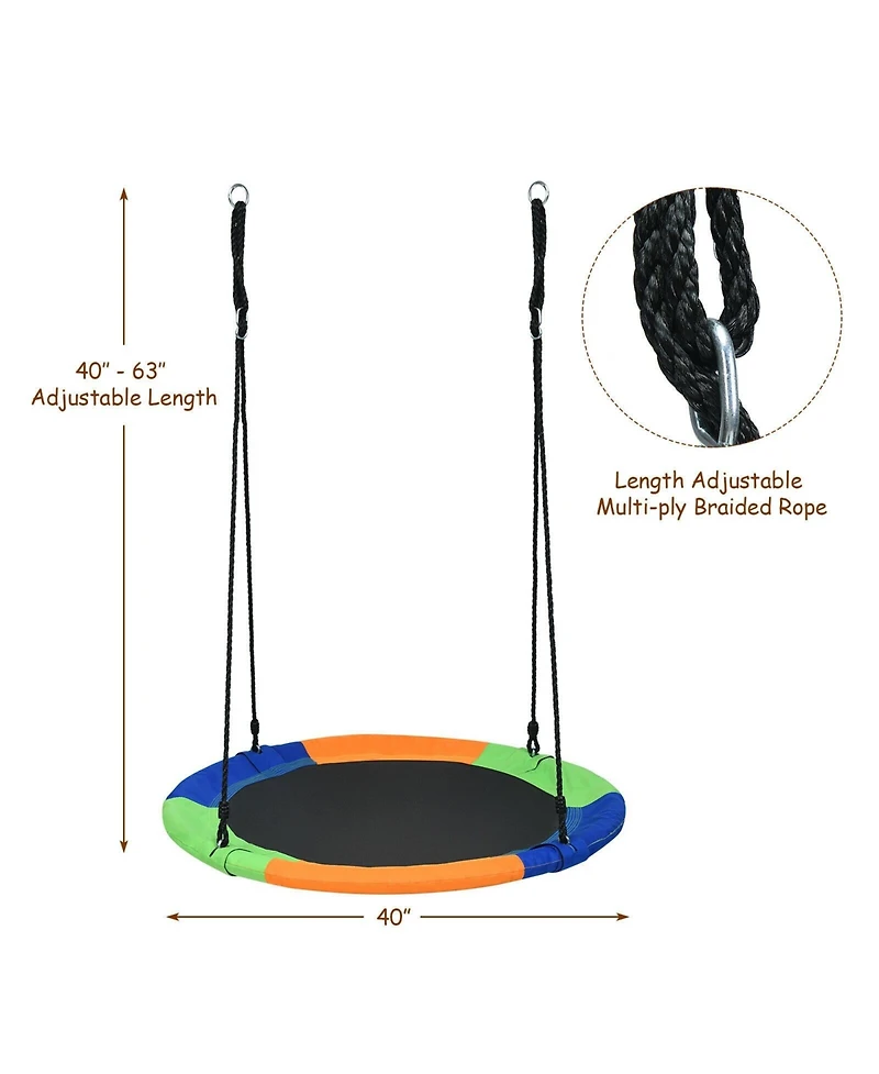 40-Inch Flying Saucer Tree Swing Outdoor Play Set with Adjustable Ropes Gift for Kids