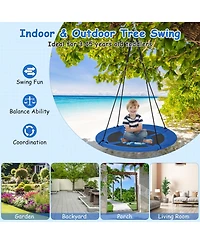 40 Inches Saucer Tree Swing with Adjustable Hanging Ropes and 900D Oxford Fabric