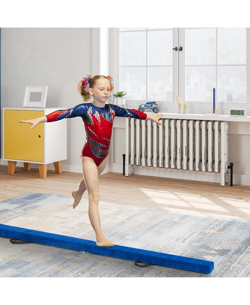 7 Feet Folding Portable Floor Balance Beam with Handles for Gymnasts