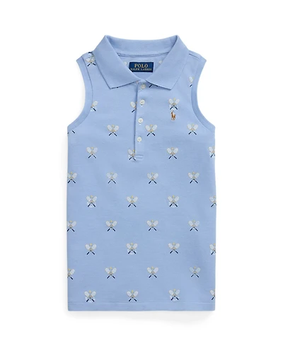 Polo Ralph Lauren Big Girls Tennis Print Mesh Sleeveless Shirt