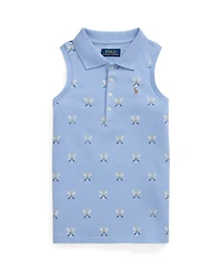 Polo Ralph Lauren Big Girls Tennis Print Mesh Sleeveless Shirt