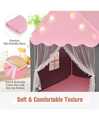Kids Playhouse Tent with Star Lights and Mat