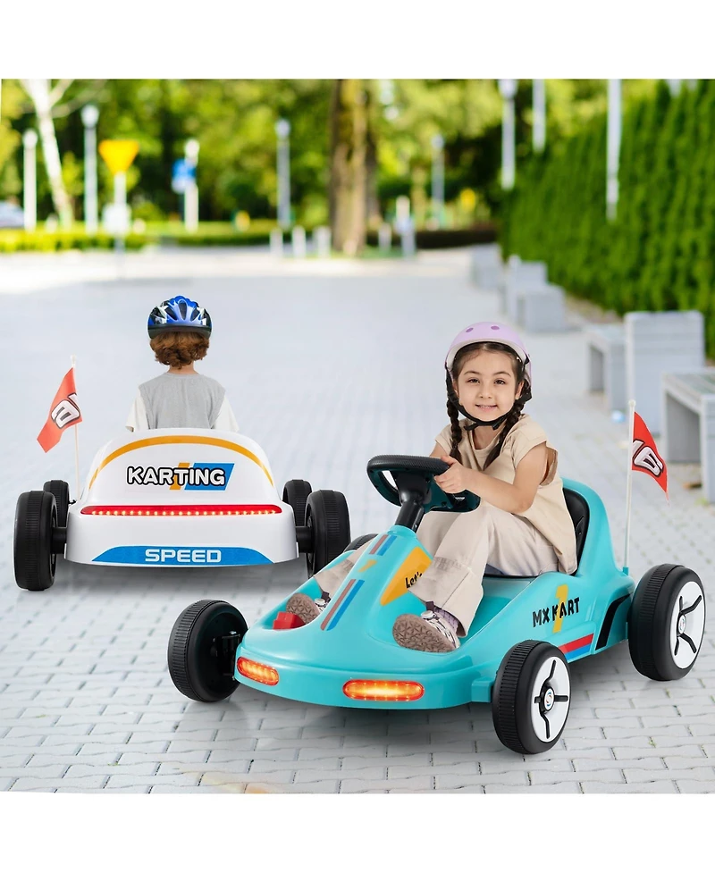 12V Electric Go Kart for Kids Race Toy with Remote Control and Music