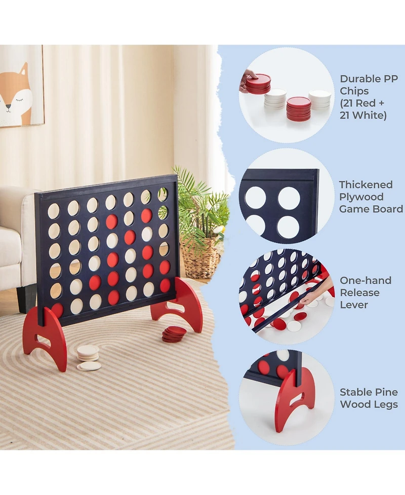 4-in-a-row Game Set Wooden Jumbo 4-to-Score with Carrying Bag