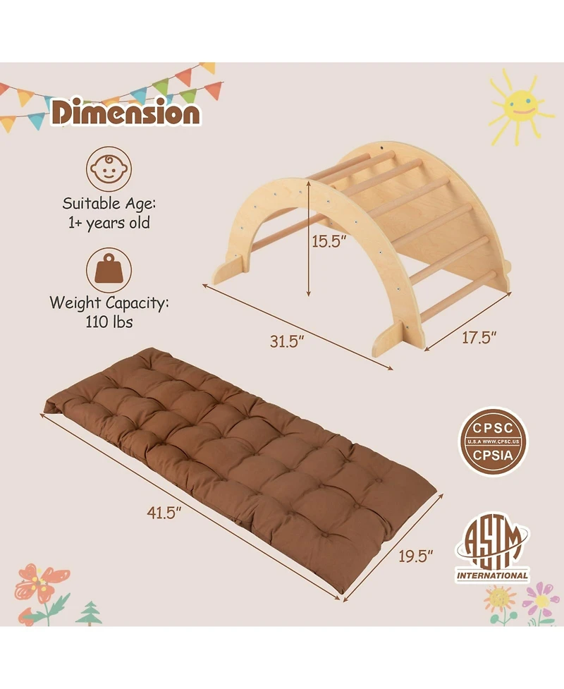 Kids Climbing Arch with Cushion Montessori Arch Climber/Rocker for Toddlers
