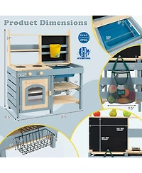 2-In-1 Outdoor Mud Kitchen with Faucet and Extra Chalkboard