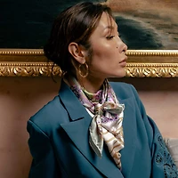 Lilac Garden - Hand Rolled Silk Foulard for Women