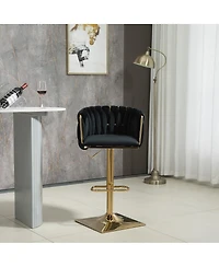 Set of 2 Swivel Adjustable Height Bar Stools with Backrest and Footrest Modern Counter Chairs Metal Base for Kitchen or Use-The Pop Ho
