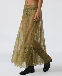 Steve Madden Women's Veera Sheer Lace Maxi Skirt