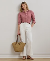 Lauren Ralph Women's Relaxed-Fit Striped Linen Shirt