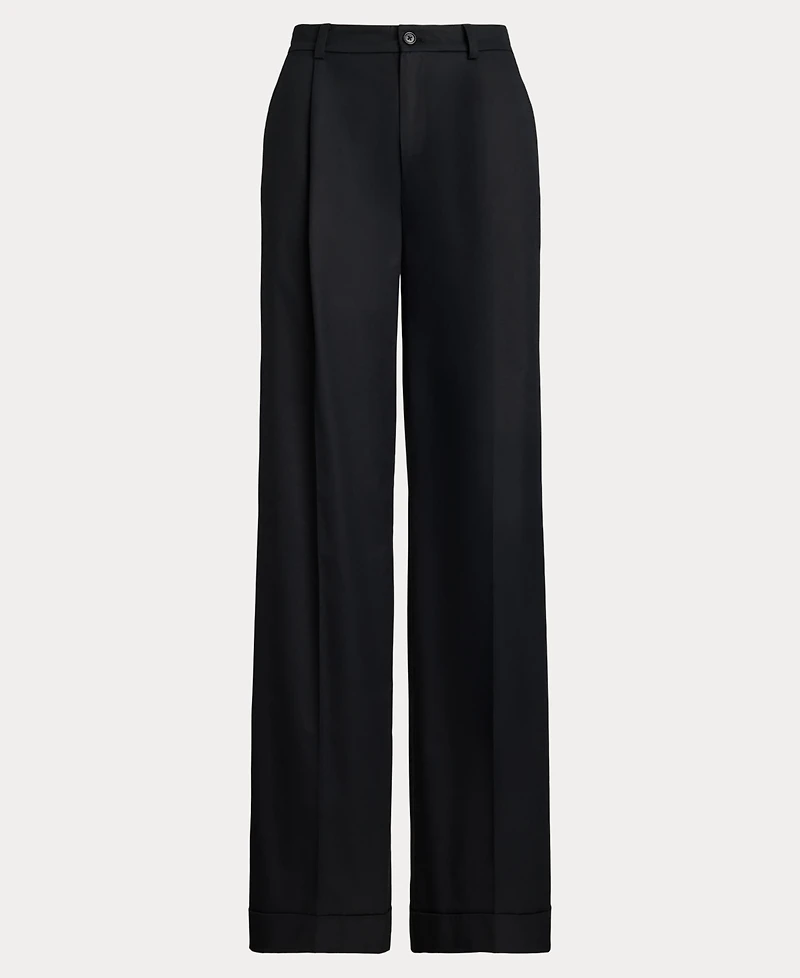 Lauren Ralph Women's Pleated Cotton Twill Wide-Leg Pants