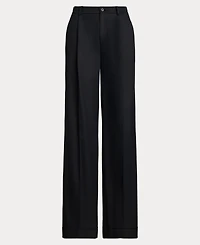 Lauren Ralph Women's Pleated Cotton Twill Wide-Leg Pants