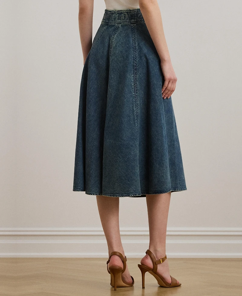 Lauren Ralph Women's Denim Drawcord Midi Skirt