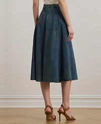 Lauren Ralph Women's Denim Drawcord Midi Skirt