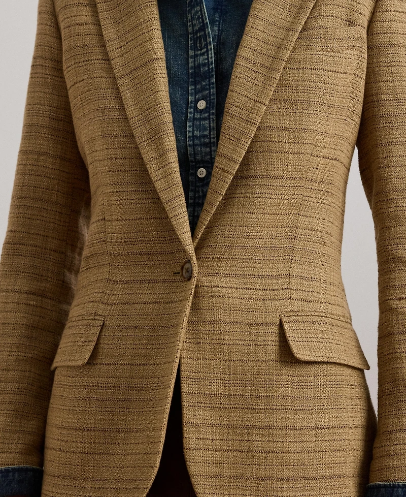 Lauren Ralph Women's Herringbone Linen-Blend Tweed Blazer