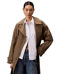 Calvin Klein Jeans Women's Cotton Poplin Stretch Relaxed Button-Down Shirt