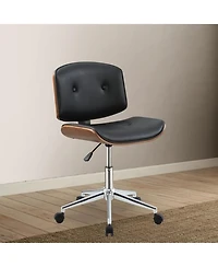Swivel Adjustable Task Chair with Tufted Faux Leather Seat and Sturdy Steel Frame