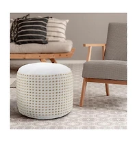Jute Round Geometric Pouf Ottoman for Living Room and Bedroom