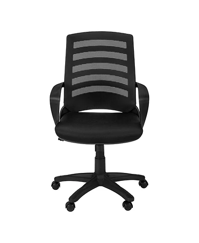Black Polyester Seat Swivel Adjustable Task Chair Mesh Back Plastic Frame