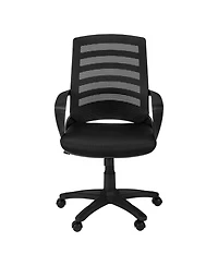 Black Polyester Seat Swivel Adjustable Task Chair Mesh Back Plastic Frame
