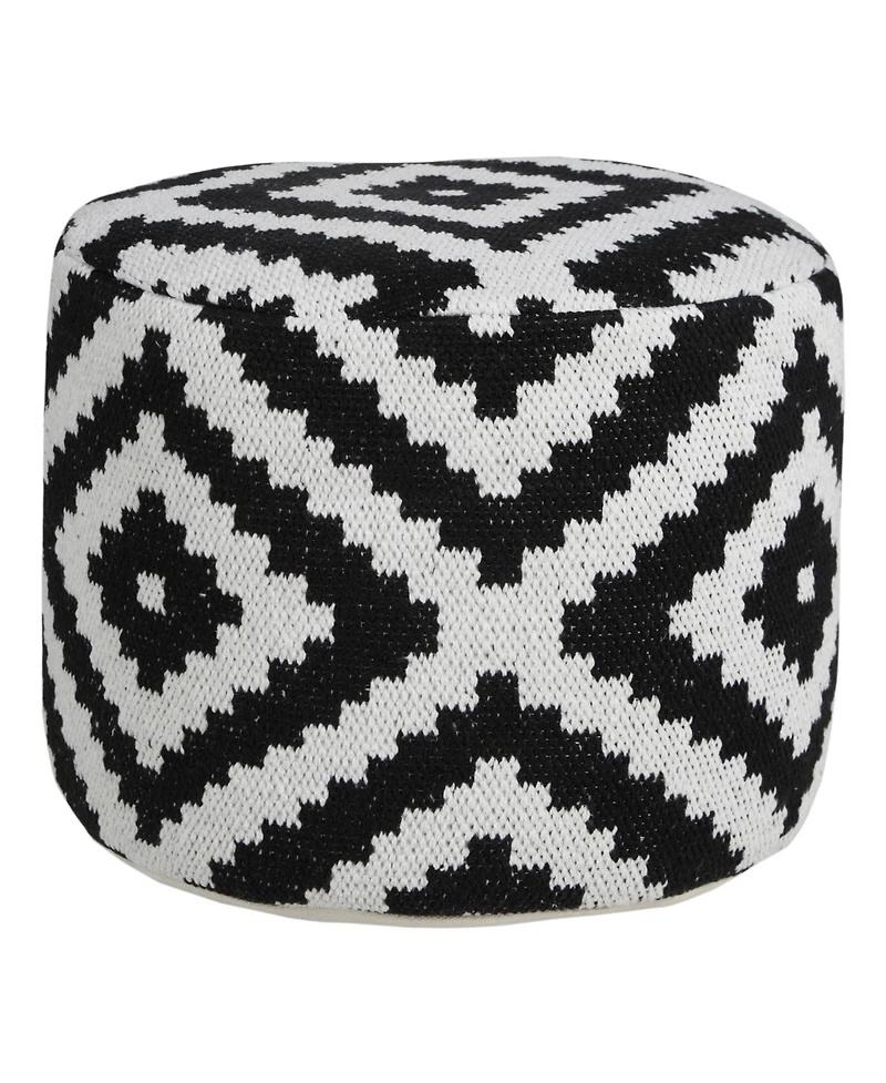 18" Black Cotton Blend Ottoman
