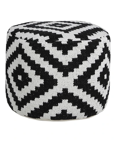 18" Black Cotton Blend Ottoman