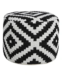 18" Black Cotton Blend Ottoman