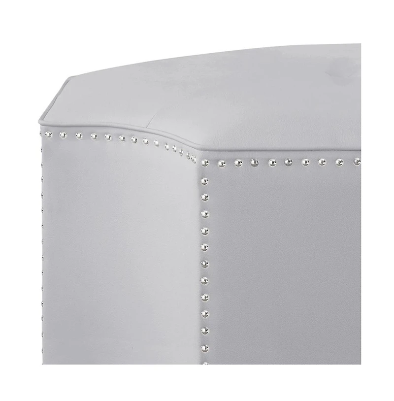 Tufted Faux Leather Octagonal Cocktail Ottoman for Stylish Living Room Seating