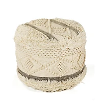 Round Wool Ottoman for Comfortable Footrest and Living Room Seating