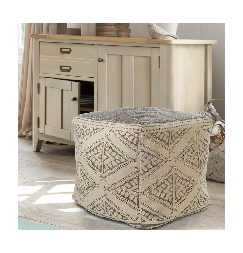 Cotton Fabric Ottoman for Living Room Seating and Cozy Decor