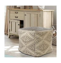 Cotton Fabric Ottoman for Living Room Seating and Cozy Decor