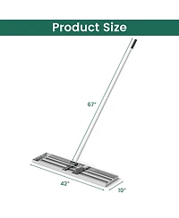 42 x 10 Inch Lawn Leveling Rake with Ergonomic Handle-Silver
