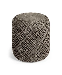 Soft Wool Cylindrical Pouf with Diamond Design for Home Decor and Footrest