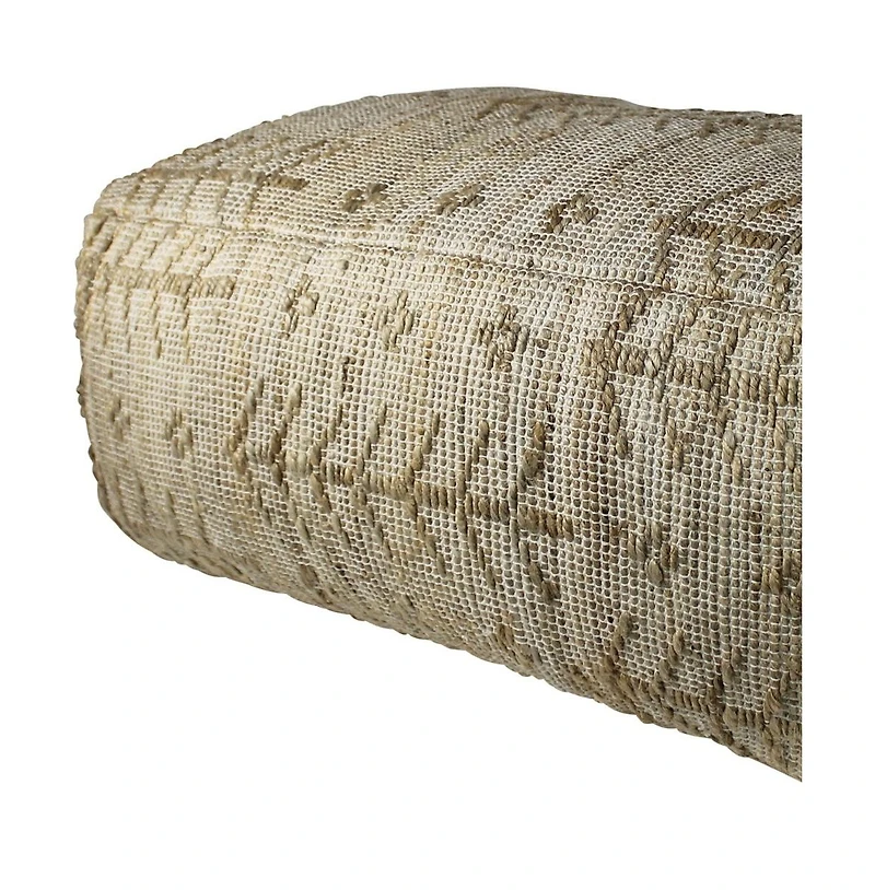 Hemp Textured Rectangle Pouf for Living Room Bedroom or Lounge Area Seating