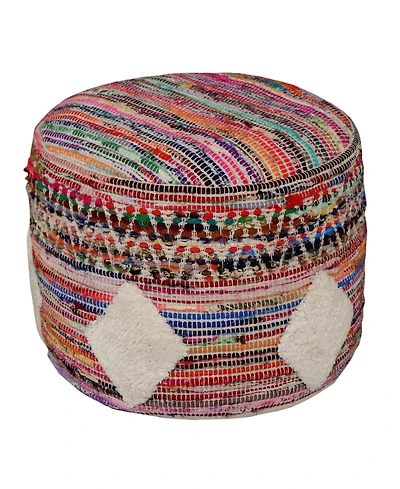 Cotton Blend Ottoman for Living Room Bedroom Seating and Home Decor